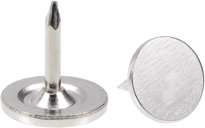 uxcell Upholstery Nails Tacks 9.5mmx10mm Flat Head Furniture Nails Pins Silver Tone for Furniture Sofa Headboards, 50 Pcs