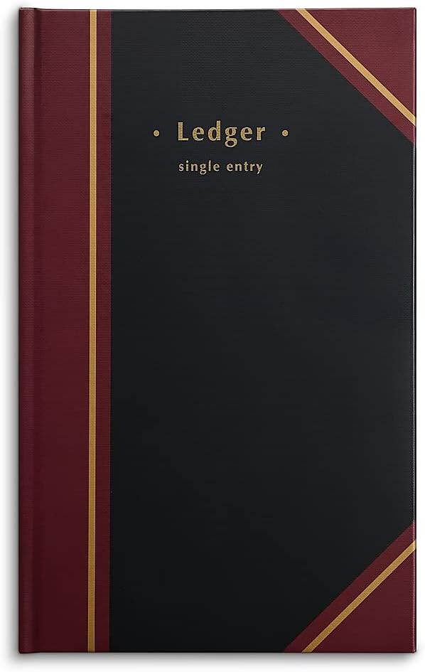 STAPLES 217679 Black Ledger Book 11-3/4-Inch x 7-5/16-Inch