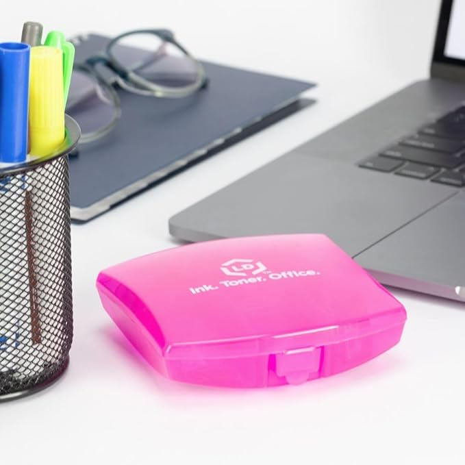 LD Products Pink Mini Office Supply Kit Portable Case with Scissors, Paper Clips, Tape Dispenser Set, Pencil Sharpener, Mini Stapler with Staples and Staple Remover