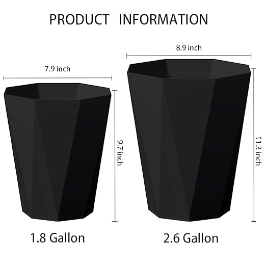 Small Trash Can 2.6 Gallon Bathroom Garbage Can Waste Basket Recycling Bin for Toilets Dorms Kitchens, Black