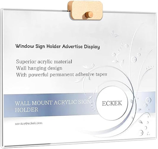 Wall Mount Acrylic Sign Holder with 3M Tape, Photo Menu Flyer Display Frames for Mall, Office, Home, Restaurant (Metal Horizontal A5 148×210mm/5.83×8.27inches)