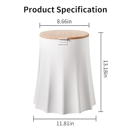 Bedroom Trash Can with Lid, 10L Office Trash Bin with Press Top Lid, Dog Proof White Garbage Can, Modern Nordic Waste Basket, 3 Gallon Plastic Garbage Bin for Home, Bathroom, Kitchen (White)