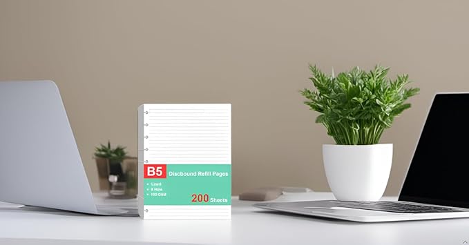 (2 Pack)9 Disc Discbound Refill Paper, Loose Leaf Paper, 9 Disc Prepunched Paper for Happy Planner Inserts, White Paper, Total 200 Sheets/400 Pages, College Ruled, 100gsm, 7 X 9.2.5 Inch