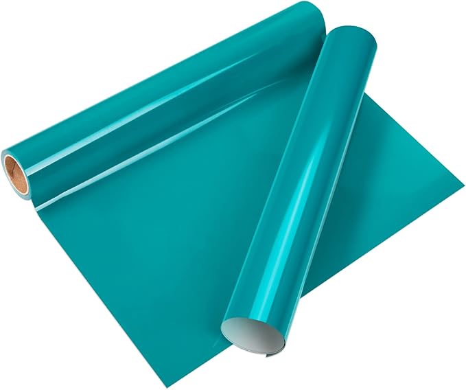 VINYL FROG Teal Heat Transfer Vinyl Roll 12" x5ft Aqua HTV Iron On Vinyl for T-Shirts Garments Bags and Other Fabrics