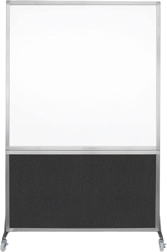 DivideWrite Mobile Whiteboard | Double Sided Dry Erase Board | Portable Office Cubicle Partition | Display for Classrooms, Conference Rooms, Meeting Areas and More | Black Fabric 4' Wide X 6' Tall