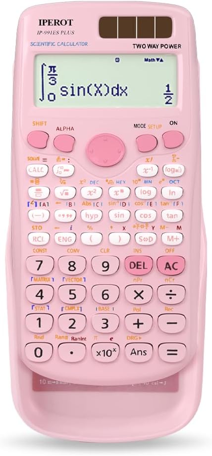 Scientific Calculators, IPEROT Pink Scientific Calculator 417 Function, Desktop Math Solar Calculators School Supplies Suitable for High School and College Students Algebra and Other Math Textbooks