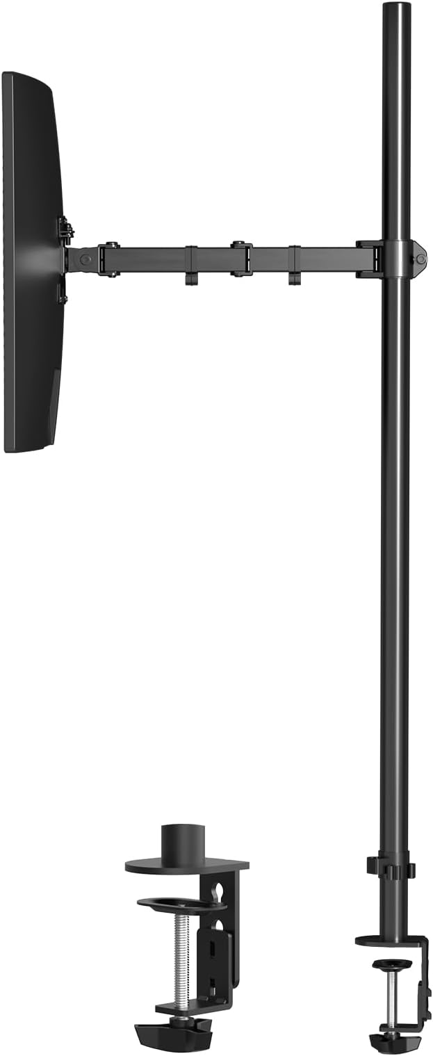Pholiten Extra Tall Single Monitor Desk Mount Stand with 47 inch Pole for 13 to 27 inch Screens,Fully Adjustable Monitor Arm Mount for Desk, Holds up to 22lbs