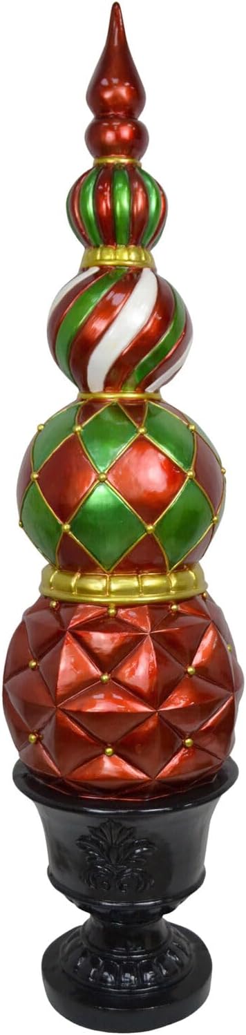 Fraser Hill Farm 4-ft. Christmas Topiary Decoration in Resin Urn, Weather Resistant Christmas Decor for Outdoor and Indoor Use, Porch, Stairway, Fireplace