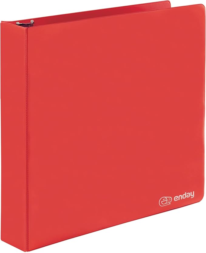 2 Inch 3 Ring Binder 2” Red, Slant D-Ring 2 in Binder Clear View Cover with 2 Inside Pockets, Heavy Duty Colored School Supplies Office and Home Binders – by Enday
