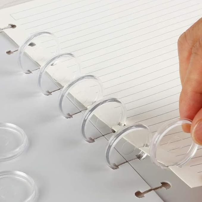 100pcs Discbound Notebook Discs DIY Planner Accessories fits for Tul,Levenger,Arc,Happy Planner,Talia(Super Clear White Clear Mixed,1.1inch/28mm)