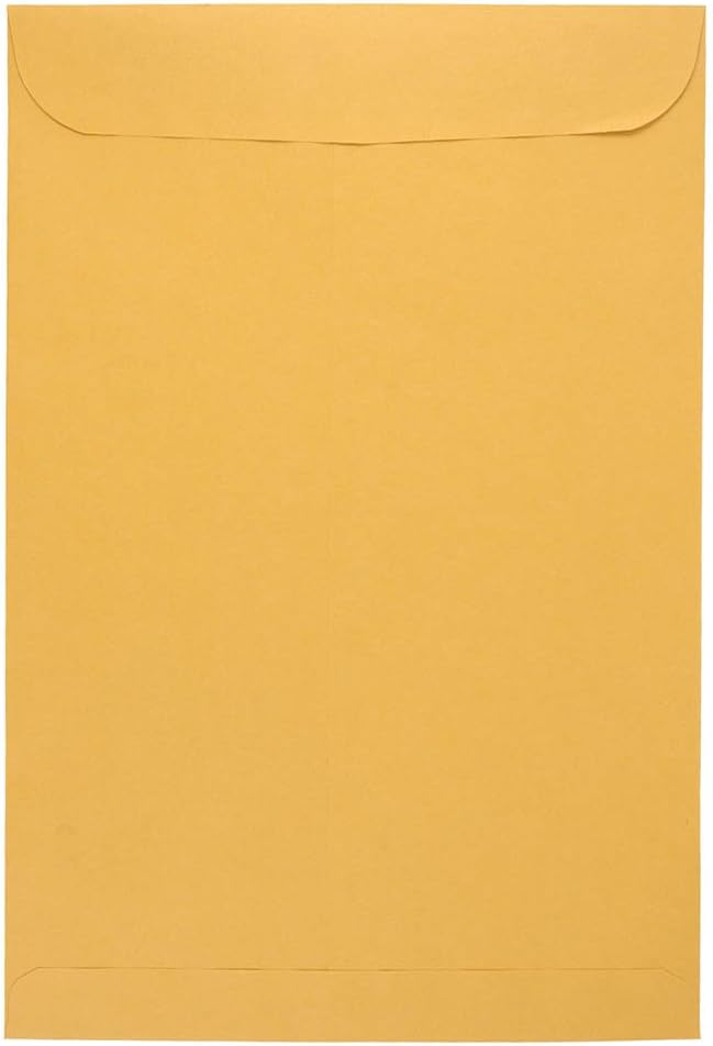 JAM PAPER 10 x 15 Open End Catalog Envelopes with Peel and Seal Closure - Brown Kraft Manila - Bulk 500/Box