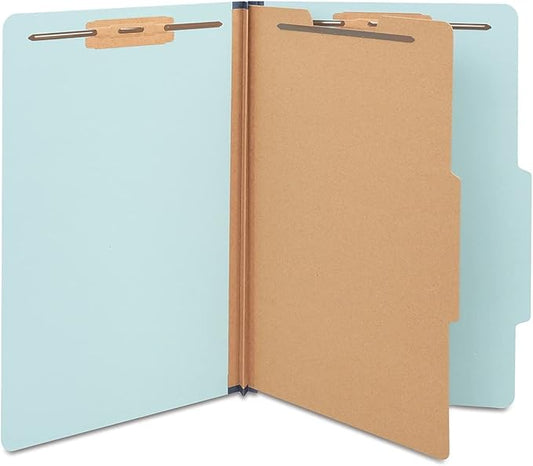 Staples Colored Pressboard Classification Folders, Legal, 1 Partition, Light Blue, 20/Pack