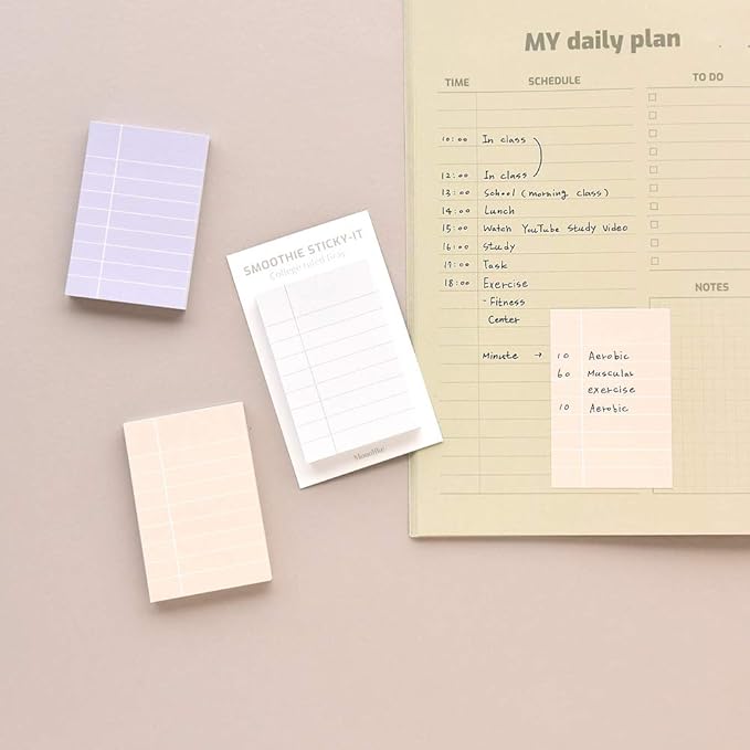 Monolike Smoothie Line Sticky-it - 5p Set Self-Adhesive Memo Pad 50 Sheets