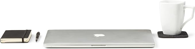 Premium Felt Drink Coasters | Square Dark Grey Set of 4 | 10 x 10cm | Absorbent & Non-Slip, Ideal for Home & Office Desks