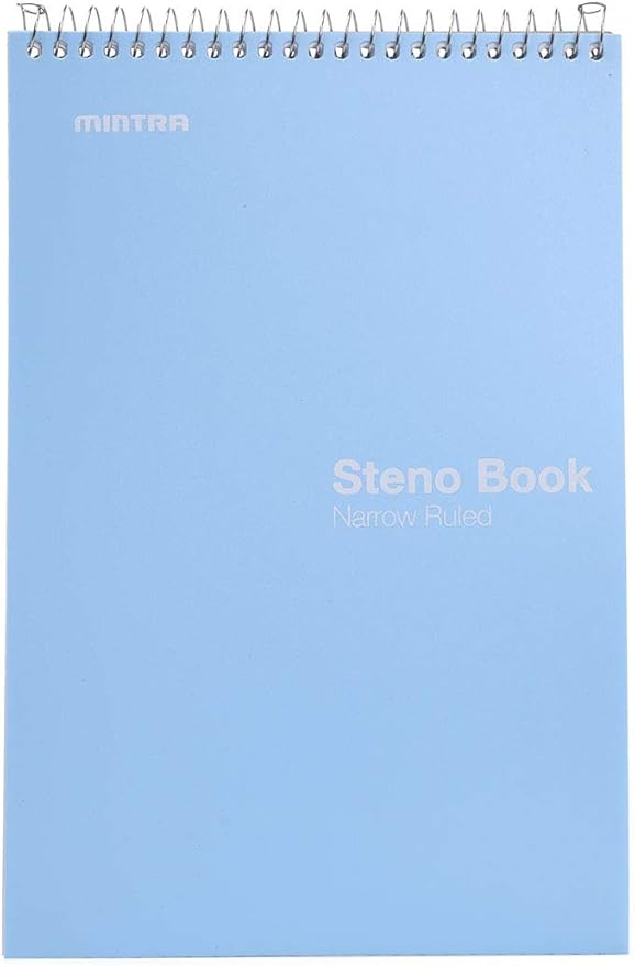Mintra Office Steno Books (Poly Steno 8pk (Arctic Ice, Green Olive, Charcoal), Narrow Ruled)