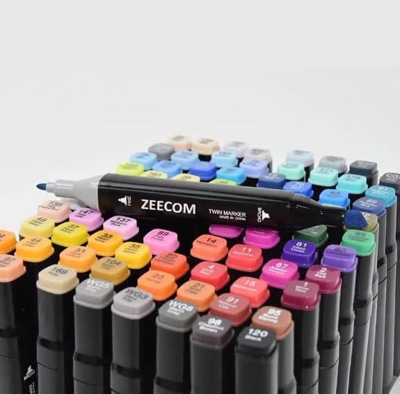 Alcohol Markers Set, 60 Colored Pens for Kids & Adults| Dual Tip Alcohol Markers with Brush Tip, Art Supplies & Coloring Marker for Drawing, Sketching & Illustration