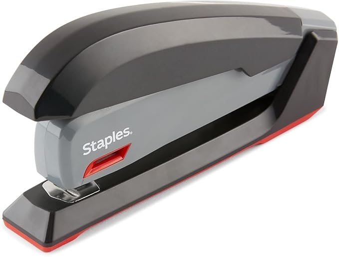 Staples 1798852 One-Touch Desktop Stapler Full-Strip Capacity Gray/Black/Red (44425)