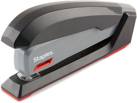 Staples 1798852 One-Touch Desktop Stapler Full-Strip Capacity Gray/Black/Red (44425)