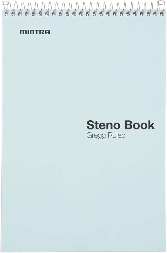 Mintra Office Steno Book - (Pastel Colors, 4 Pads/Pack, Gregg Ruled) - 6inx9in, 70 Sheets, Notebook for writing notes in school, university, college, work, office