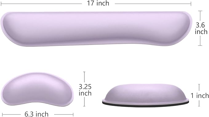 Dapesuom Enlarge Keyboard Wrist Rest, Memory Foam Wrist Cushion for Desk Mats Support, Cute Typing Pain Relief Keyboard Mouse Pad Rests Set with Non-Slip Base for Gaming Laptop Office, Vanilla Purple