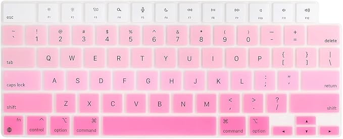 Batianda Premium Gradient Color Keyboard Cover for New MacBook Pro 14'' Pro 16'' 2024 2023 M4 M3 M2 M1 Pro/Max Chip & New MacBook Air 13 15 inch Soft-Touch Silicone Protective Skin,White to Pink