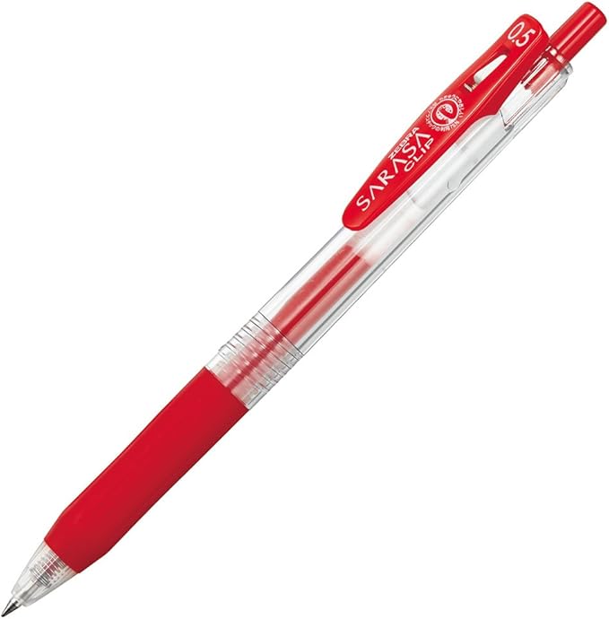 Zebra Pen Sarasa Clip Recycled Retractable Gel Pen, Fine Point, 0.5mm, Red Ink, Ideal for School Suppies and Teacher Supplies, 75% Recycled, 12-Pack (47330AMZ)