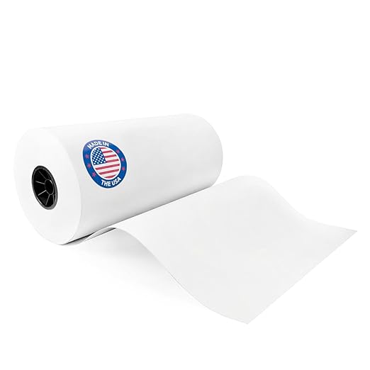 White Kraft Paper Roll 18" x 8640" (720 feet) - Quality USA-Made Large Paper Roll 50lb Thickness for Packing, Moving, Shipping & Crafts/Art - 100% Recyclable Natural Wrapping Material by IDL Packaging