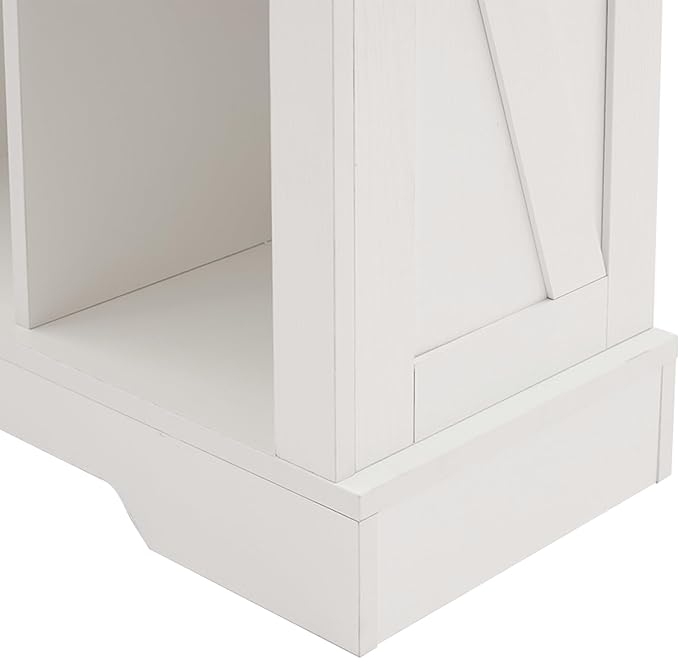 6 Cube Storage Organizer, 2 Tier Bookshelf for Living Room, Farmhouse Bookcase with Led, Kids Toy Storage Cabinet, Wall Cubby Shelves for Home Decor, Wood Display Cabinet for Bedroom, White