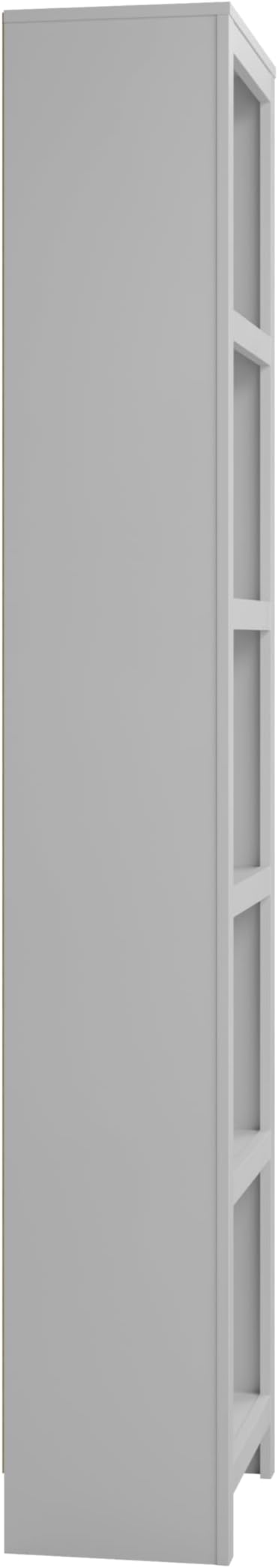 Prepac Moda 80" Tall 5-Tier Narrow Bookcase in White, Modern Storage Accent Bookshelf with 3 Adjustable Shelves for Home, Office, Living Room, Bedroom