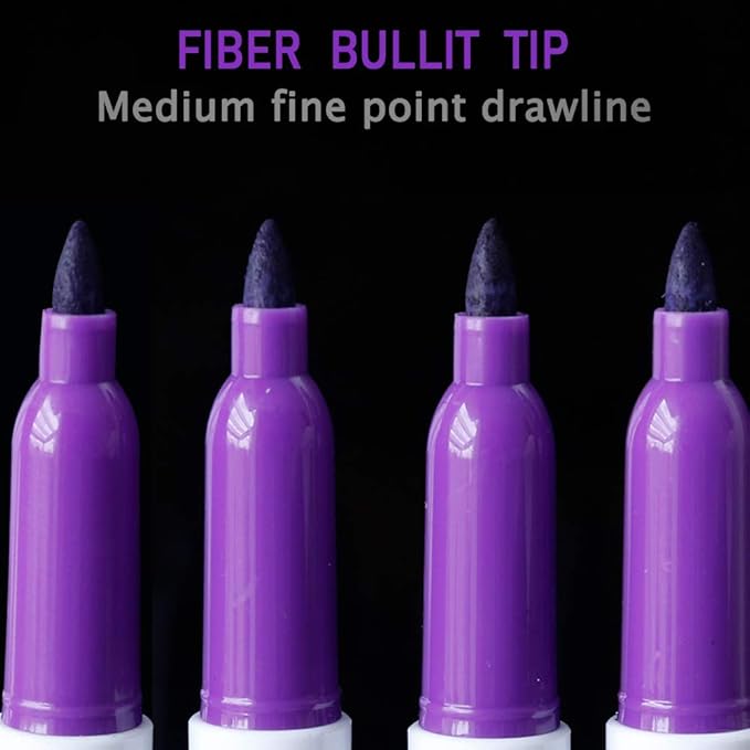 Volcanics Purple Dry Erase Markers Low Odor Fine Whiteboard Markers Thin Box of 12