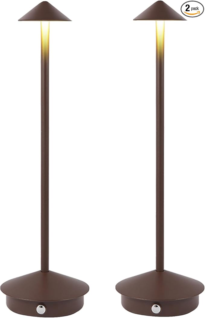 Cordless Table Lamp 2 Pack, Portable Led Desk Lamp 6000mAh Battery Operated Table Lamp, Mordern Rechargeable Night Light in Aluminum, Dimmable Table Light for Indoor Outdoor