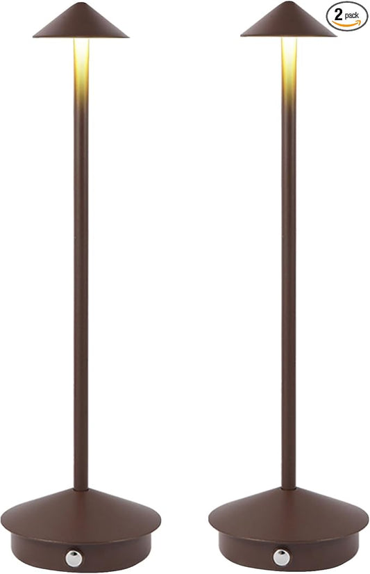 Cordless Table Lamp 2 Pack, Portable Led Desk Lamp 6000mAh Battery Operated Table Lamp, Mordern Rechargeable Night Light in Aluminum, Dimmable Table Light for Indoor Outdoor