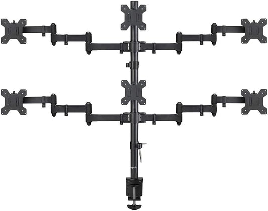 Suptek Hex LED LCD Monitor Stand up Desk Mount Extra Tall 31.5 inch Pole Heavy Duty Fully Adjustable Stand for 6 / Six Screens up to 27 inch (MD68126)