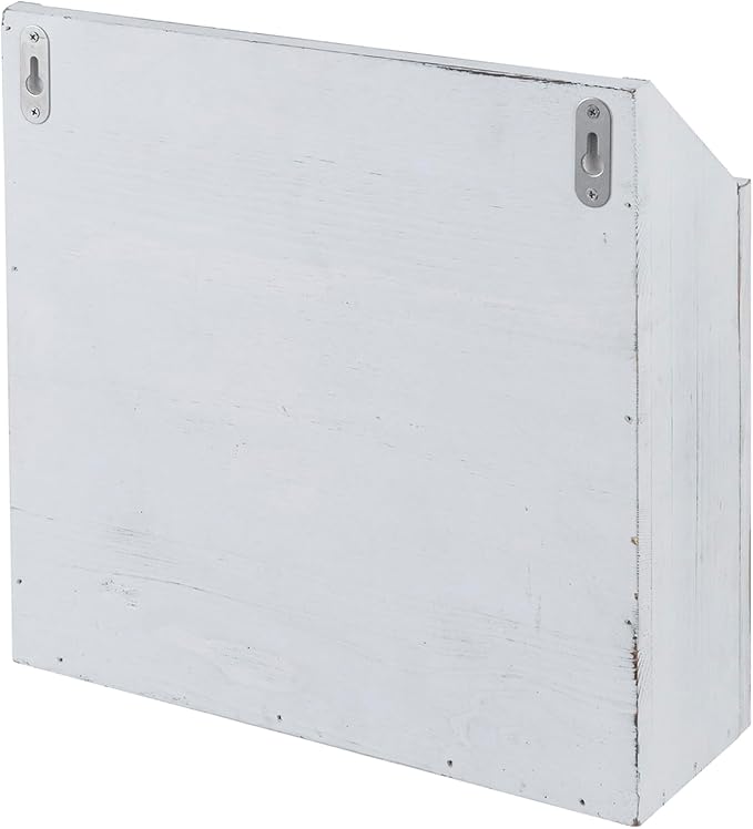 MyGift Rustic Magazine Holder Vintage White Wood and Chicken Wire Design Wall Mounted/Tabletop Mail Sorter, Farmhouse Home, Bathroom, Office Magazine Rack