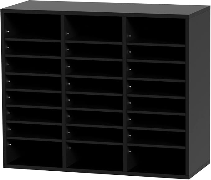 VEVOR Literature Organizers, 24 Compartments Office Mailbox with Adjustable Shelves, Wood Literature Sorter 29x12x24.4 inches for Office, Home, Classroom, Mailrooms Organization, EPA Certified Black