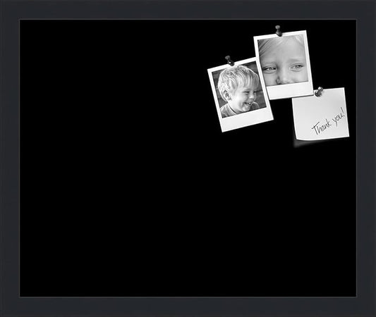 PinPix 17x14 Inch Cork Bulletin Board. This Decorative Framed Pin Board Comes with Solid Black Design and a Satin Black Frame. Ideal for Home Office Decor or Message Board (PinPix-622)