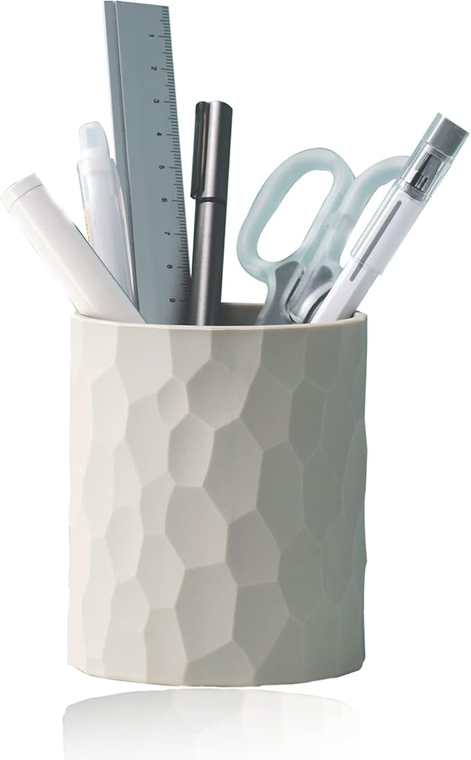 Pen Holder,Nordic Style Silicone Waterproof Pencil Holder for Desk Simple&Modern Minimalist Makeup Organizer Multifunctional Office Supplies for Home,Kids and School(Light grey)