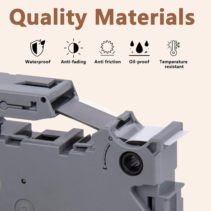 Hehua 6mm 0.23 Extra Strength Adhesive Laminated White Tape Compatible for Brother TZe-S211 TZeS211 TZ-S211 TZS211 for Ptouch PT D210 D200 H110 H100, 1/4'' x 26.2ft Black on White, 4 Pack