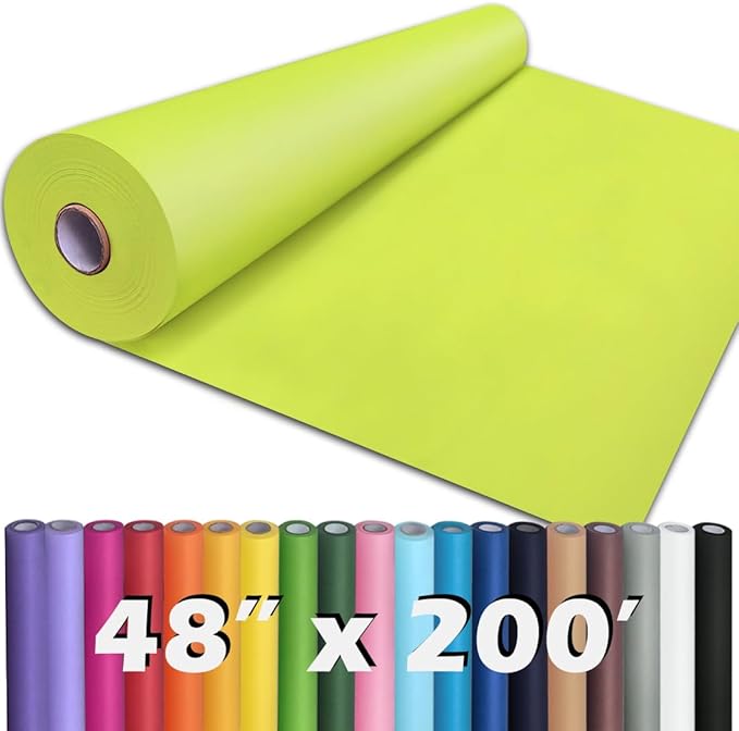 PerkHomy 48" x 2,400" (200') Neon Green Kraft Paper Roll for Craft Bulletin Board Paper Art Table Covering Crafting Gift Wrapping Bouquet Packing Parcel 80GSM 55LB (Neon Green, 48" x 200')