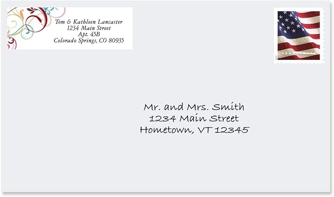 Colorful Images Fantasia Rolled Personalized Return Address Mailing Labels with Dispenser, Customize with Name & Shipping Address, 250 ¾” x 2½” Self Adhesive, Easy Peel Label Roll