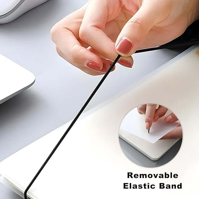 2PCS Dotted Spiral Notebook 5.7" x 8.3" with 120gsm Thick Paper, Elastic Band and Transparent Hard Cover, 160 Pages per Bullet Dotted Journal (2 Pack, A5)