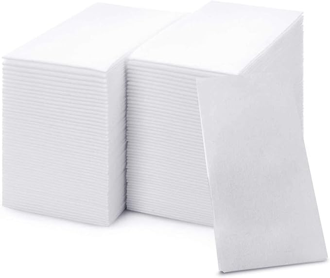600 Paper Towels Cloth-Like Hand Tissue Paper Napkins, Disposable Hand Towels for Bathroom Guests, Disposable Face Towel for Guest, Washcloths or Dinner Napkin, Made in USA, White