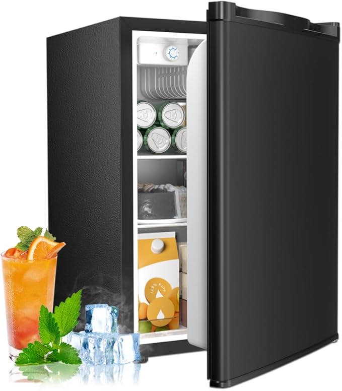 Antarctic Star 2.56 Cu.Ft. Mini Fridge with Freezer, Small Refrigerators with Adjustable Thermostat, Low Noise, Energy Saving, Compact Refrigerators for College Dorm, Office, Bedroom, Apartment, Black