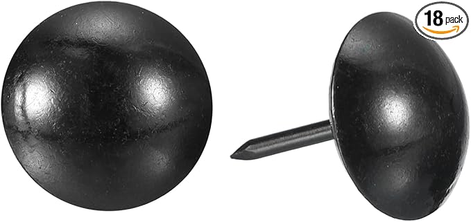 uxcell Upholstery Tacks Nail Pins Furniture, 18Pcs 16x20mm Thumb Tack Pins Assortment Kit Carbon Steel for Home Sofa DIY Decorative Nail Heads Nails, Black