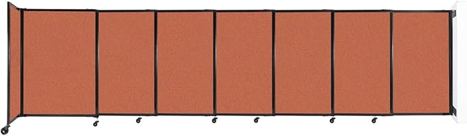 Wall-Mounted Sliding StraightWall Room Divider | Adjustable Widths | Locking Wheels | Room Separator | Up to 15'6" Wide x 4' Tall Papaya Fabric Panels