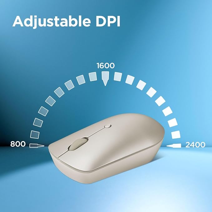 Lenovo 540 Wireless Computer Mouse for PC, Laptop, Computer with Windows or Chrome OS - 2.4 GHz USB-C Wireless Pairing Receiver - Compact Size - 18-Months Battery Life - Ambidextrous -Sand