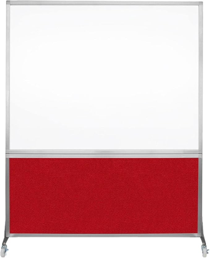 DivideWrite Mobile Whiteboard | Double Sided Dry Erase Board | Portable Office Cubicle Partition | Display for Classrooms, Conference Rooms, Meeting Areas and More | Red Fabric 5' Wide X 6' Tall