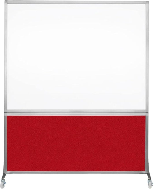DivideWrite Mobile Whiteboard | Double Sided Dry Erase Board | Portable Office Cubicle Partition | Display for Classrooms, Conference Rooms, Meeting Areas and More | Red Fabric 5' Wide X 6' Tall