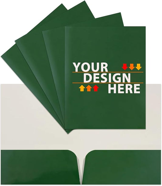 JAM PAPER Custom Printed Semi-Gloss Folders with Round Corner Pockets - Personalized Logo & Text - 10 pt C2S - Green - 250/Pack
