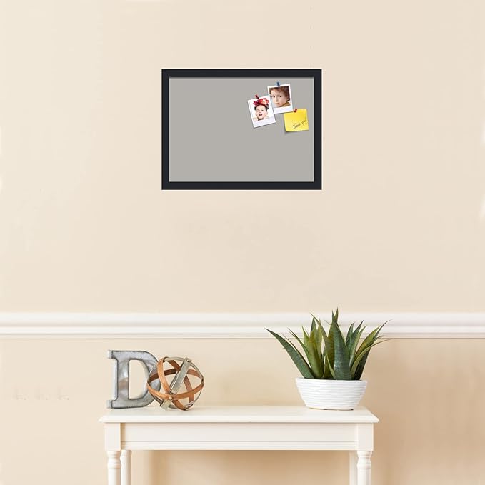 PinPix 18x13 Inch Cork Bulletin Board. This Decorative Framed Pin Board Comes with Dark Stone Design and a Satin Black Frame. Ideal for Home Office Decor or Message Board (PinPix-1808)